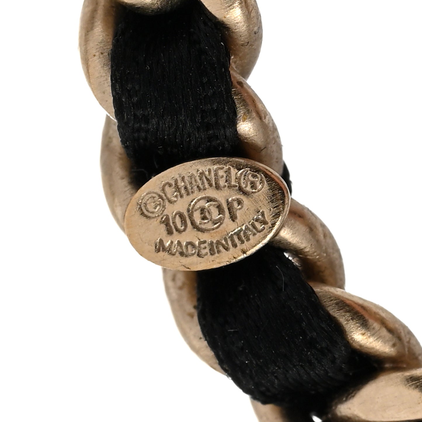 Satin CC Drop Earrings Black Gold