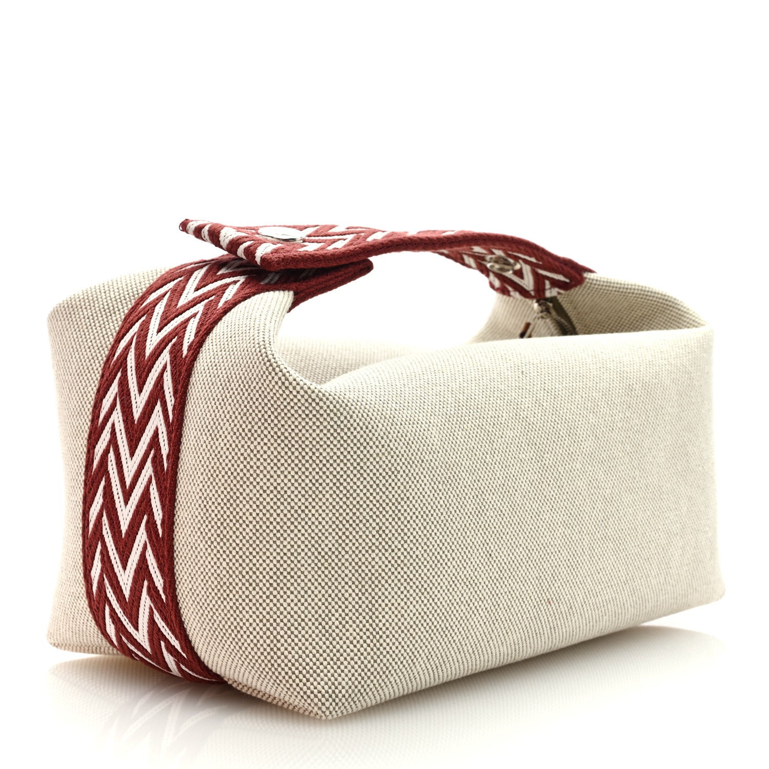 Hermes Canvas Small Bride-A-Brac Pouch Natural Rouge H 3 of 7