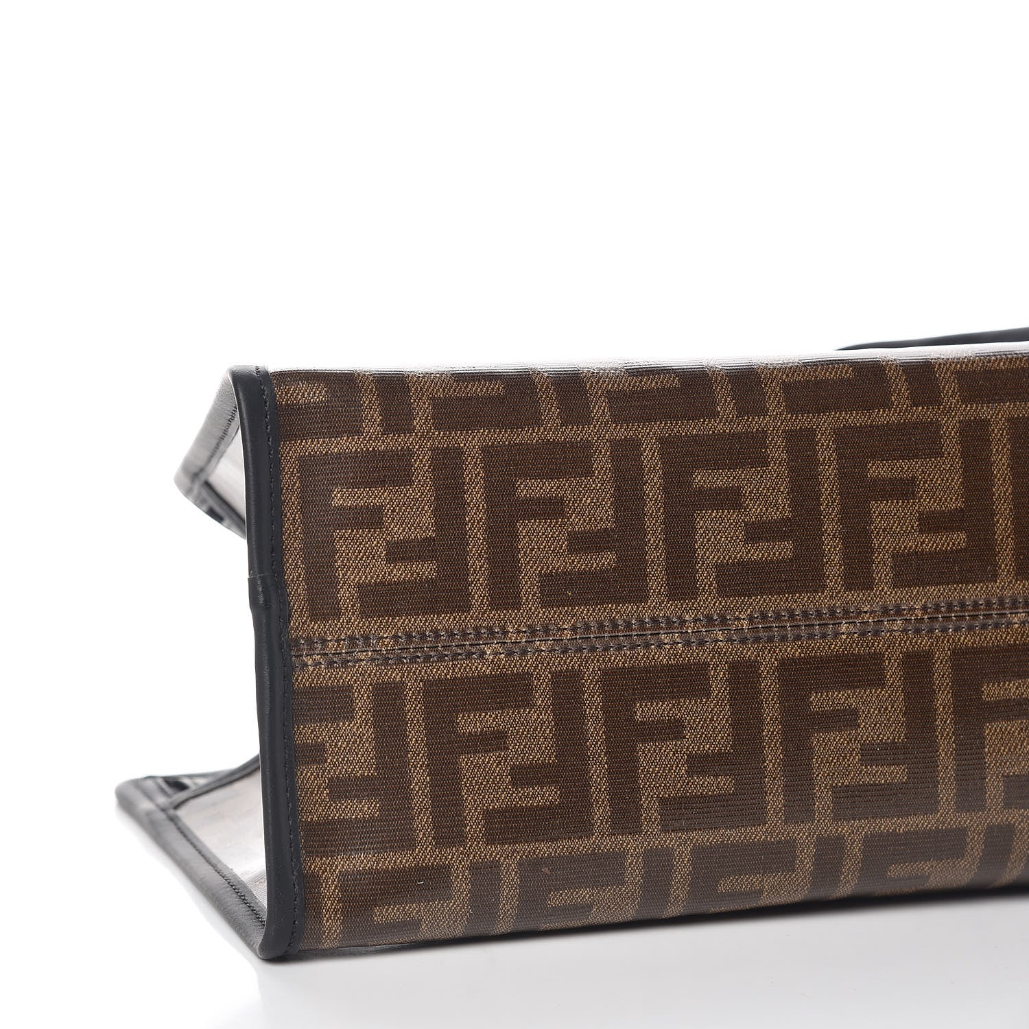 Fendi Glazed Fabric Vitello Century FF 1974 Stamp Patch Mini Peekaboo Defender Cover Mogano Panna Black 9 of 10