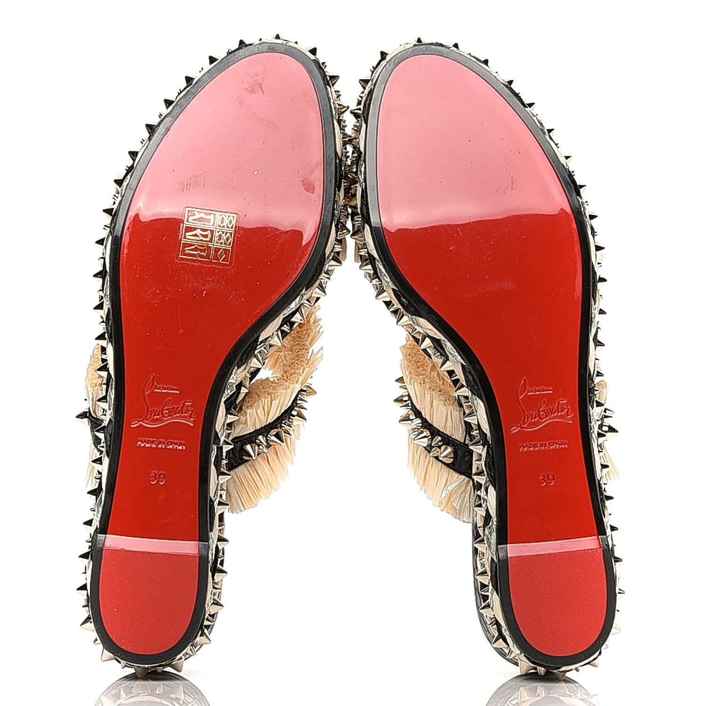 Jurassic Calfskin Rafia Voltinoudou 60 Spike Flatform Sandals 39 Black Savane