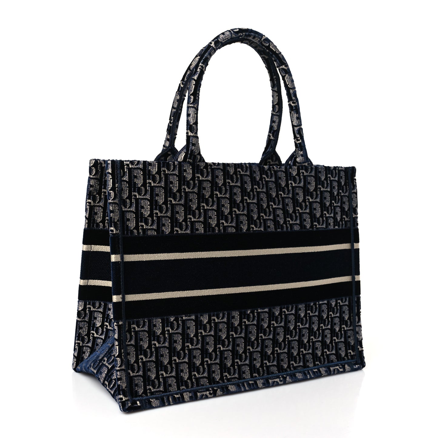 Oblique Velvet Medium Book Tote Blue Multicolor