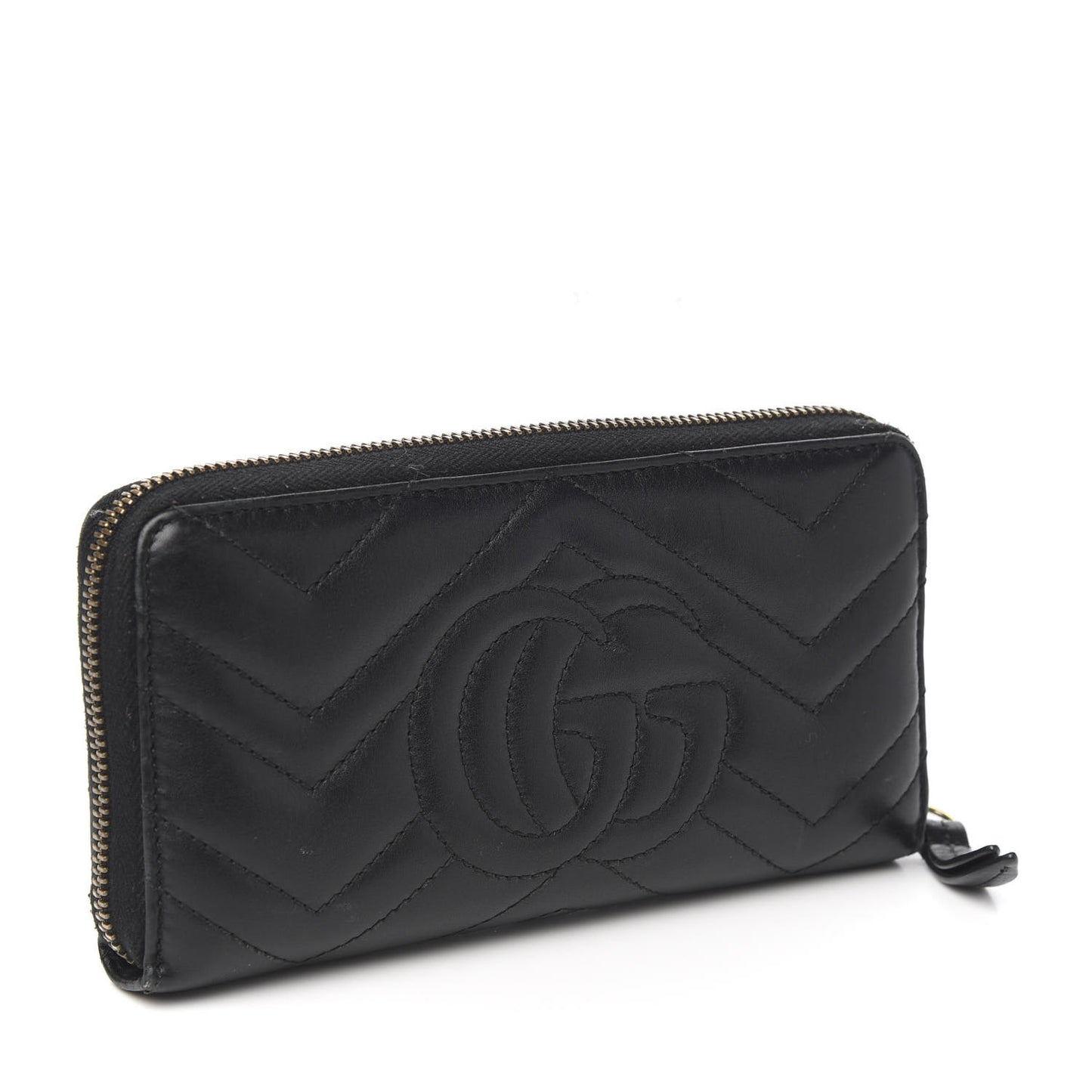 Calfskin Matelasse GG Marmont Zip Around Wallet Black