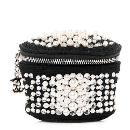 Chanel Tweed Pearl Lambskin Quilted Arm Coin Purse Black 1 of 11