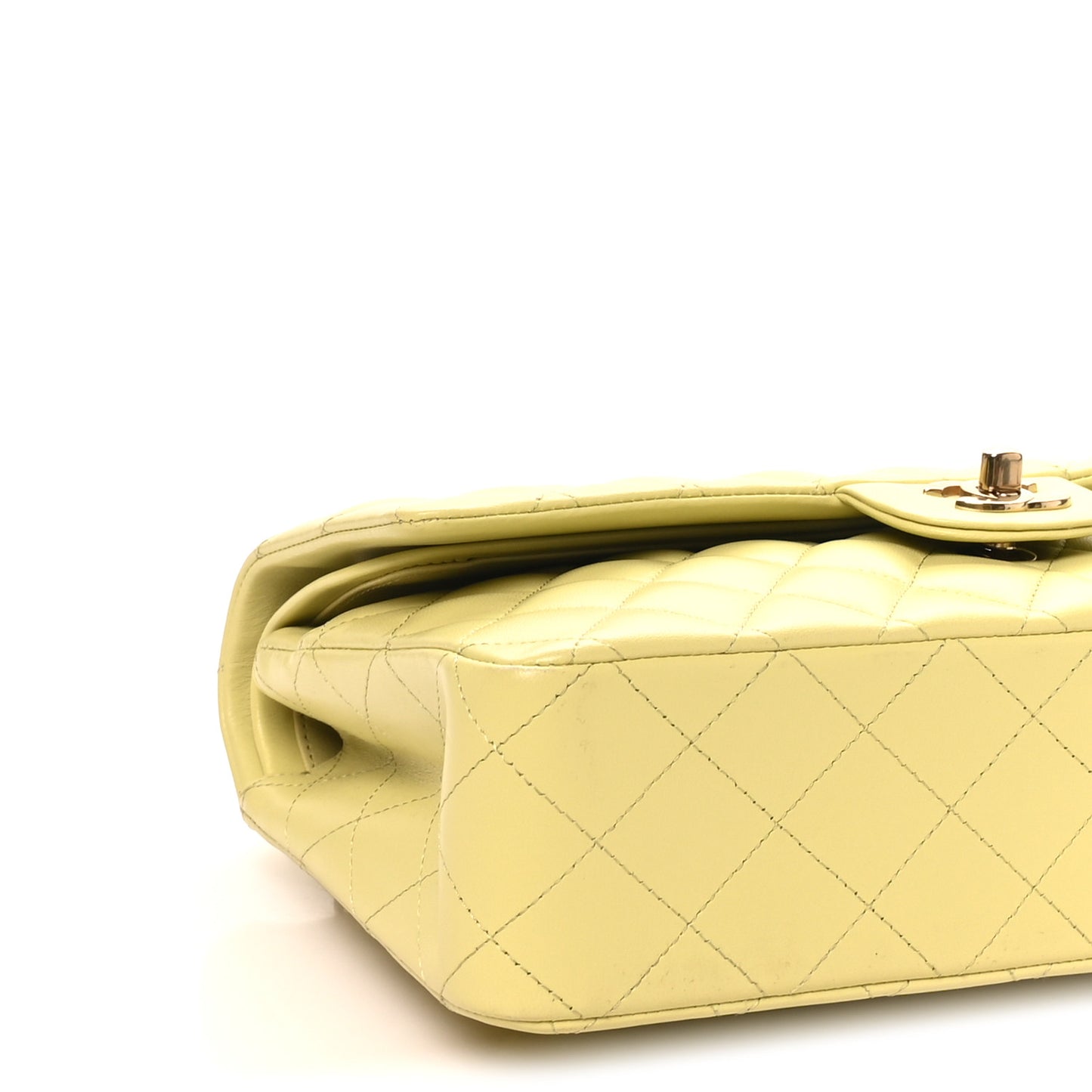 Lambskin Quilted Medium Double Flap Yellow
