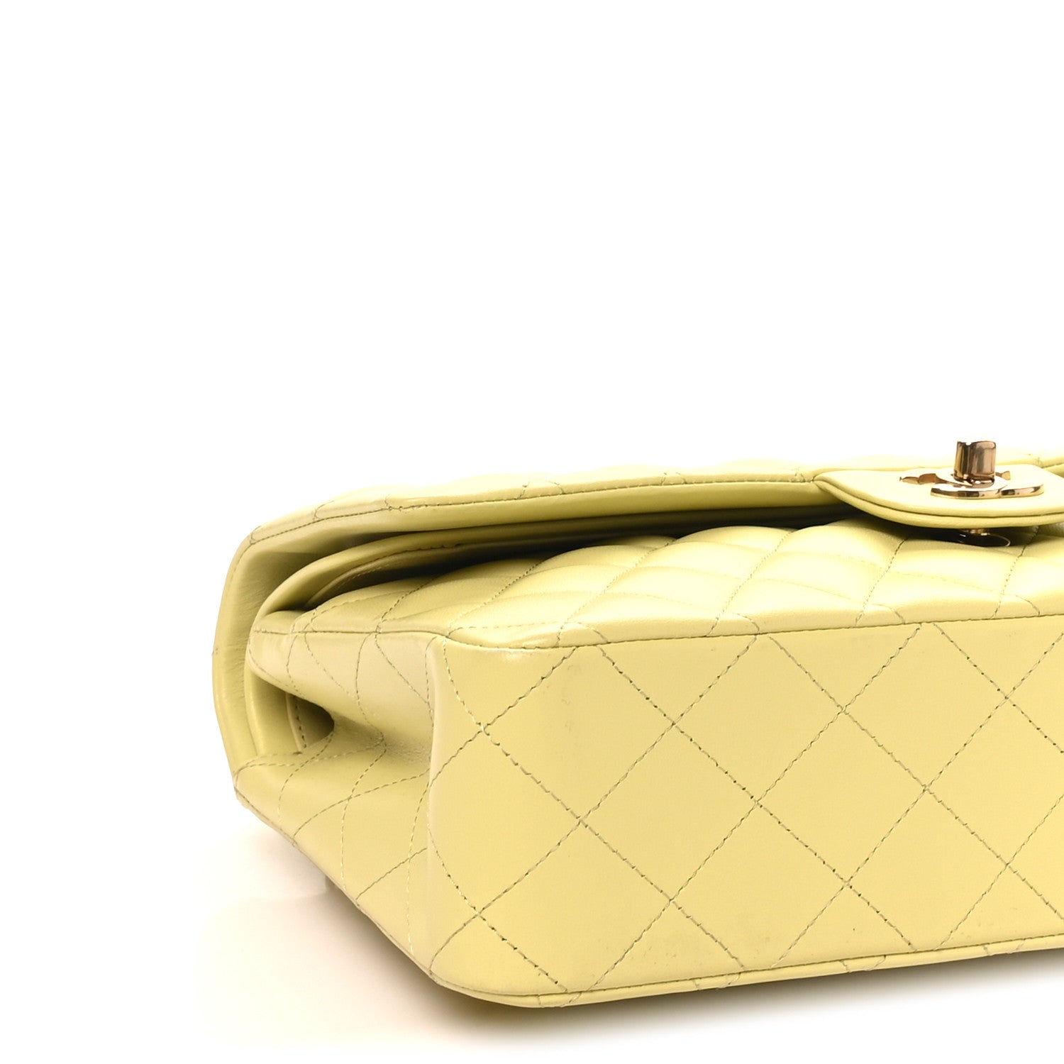 Chanel Lambskin Quilted Medium Double Flap Yellow 4 of 10