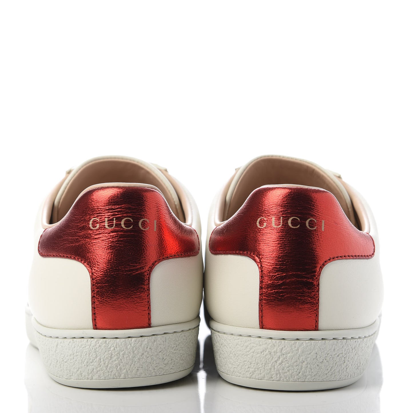 Calfskin Stripe Womens New Ace Sneakers 39.5 New Mystic White Ecru Red Flame