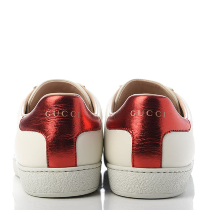 Gucci Calfskin Stripe Womens New Ace Sneakers 39.5 New Mystic White Ecru Red Flame 4 of 10