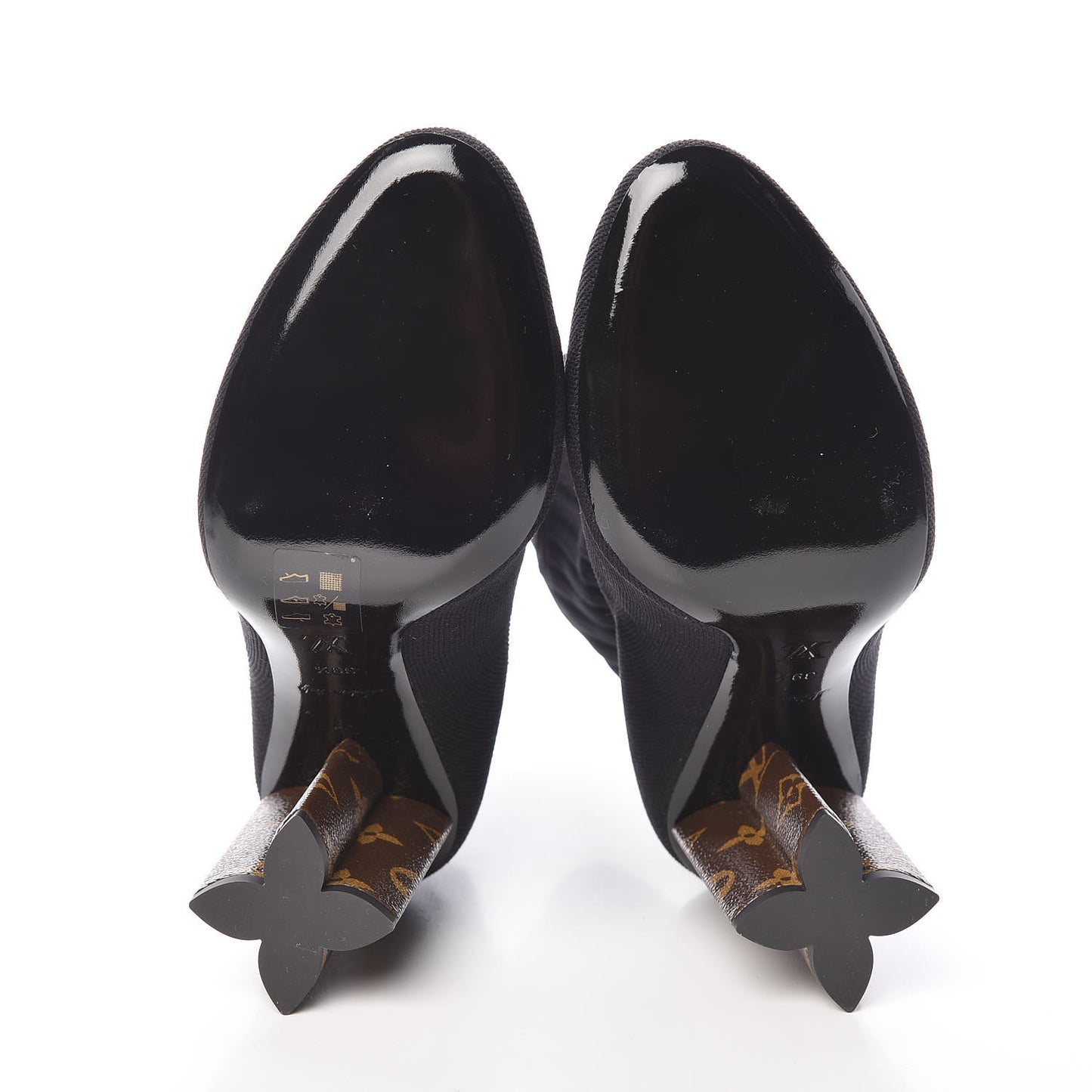Monogram Stretch Fabric Silhouette Ankle Boots 39.5 Black