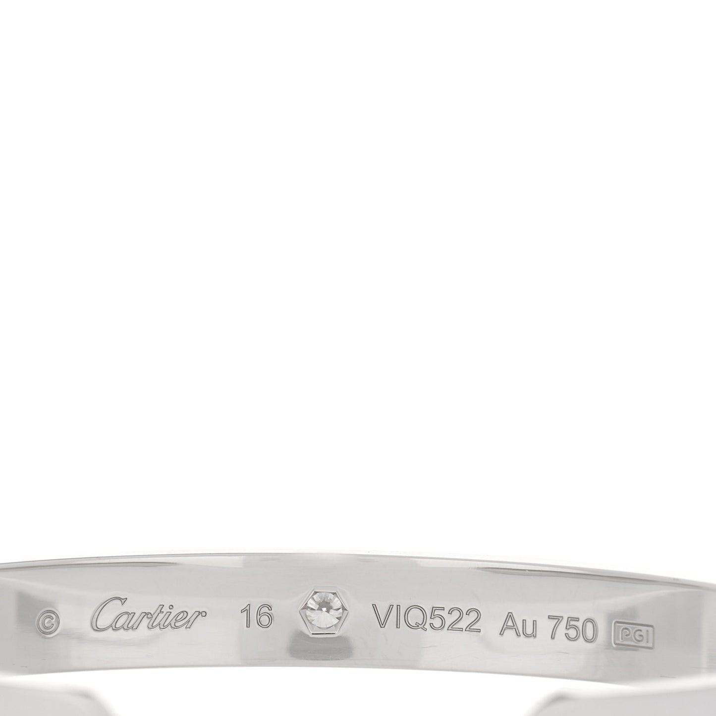 18K White Gold 1 Diamond LOVE Cuff Bracelet 16