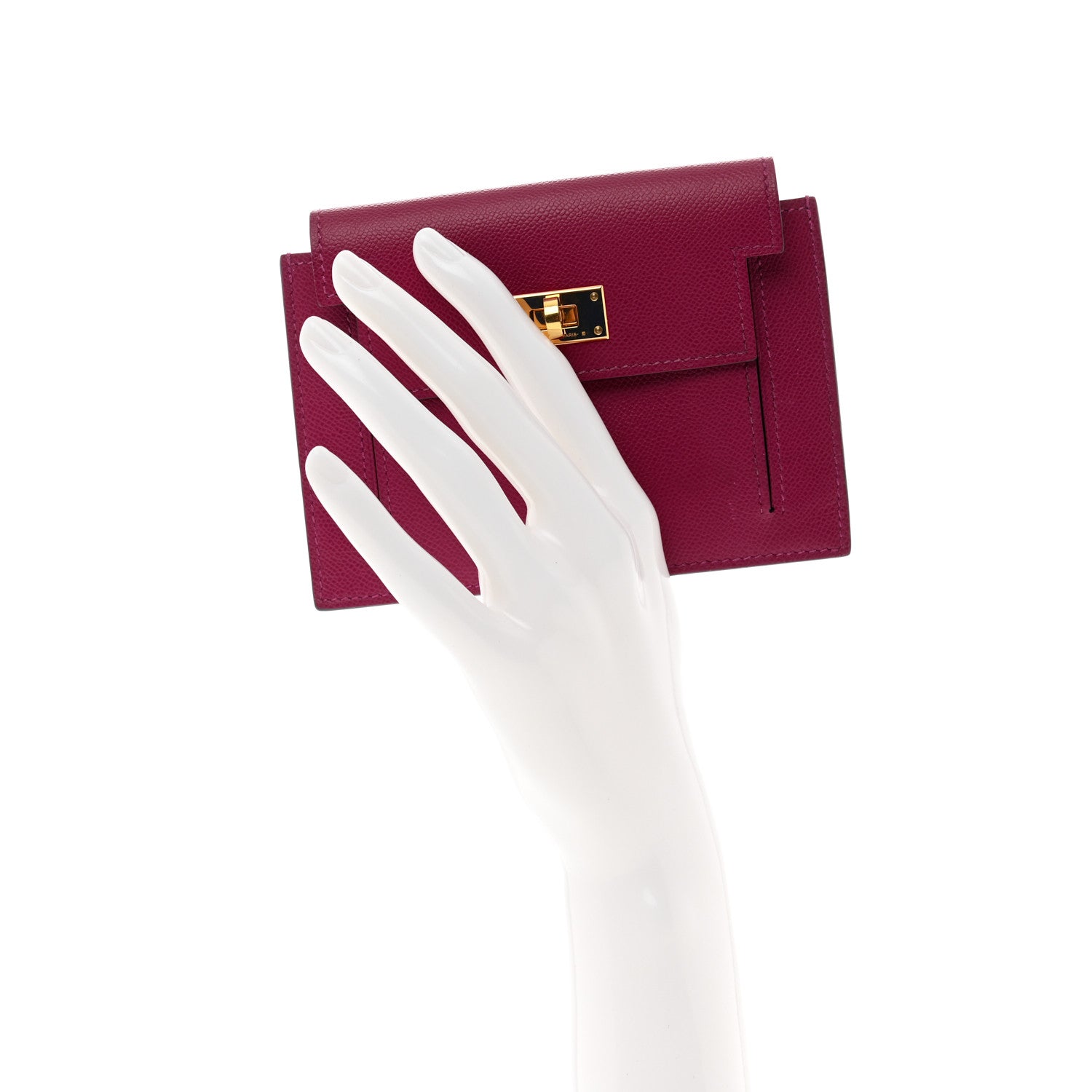 Hermes Madame Calfskin Kelly Pocket Compact Wallet Rose Pourpre 2 of 7
