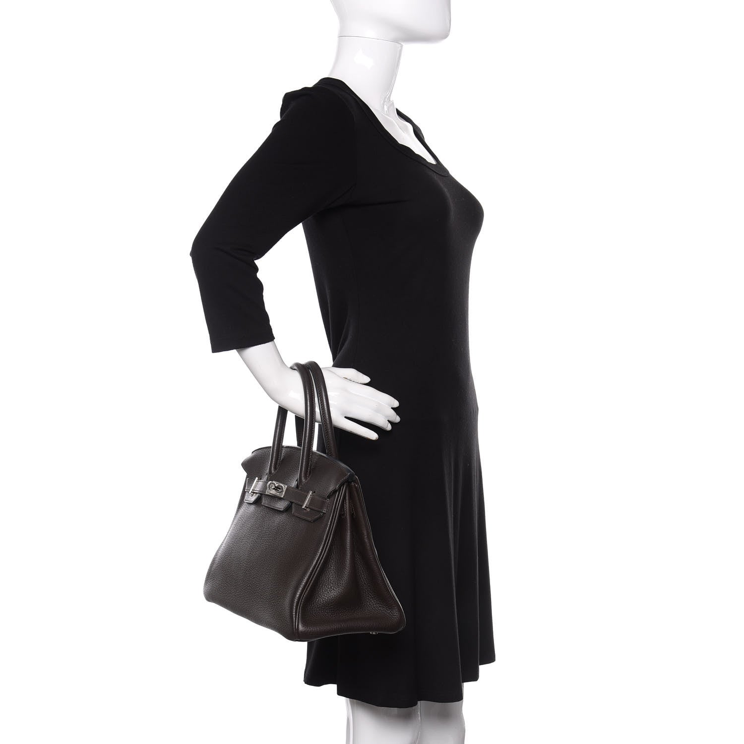 Hermes Taurillon Clemence Birkin 30 Chocolate 2 of 10