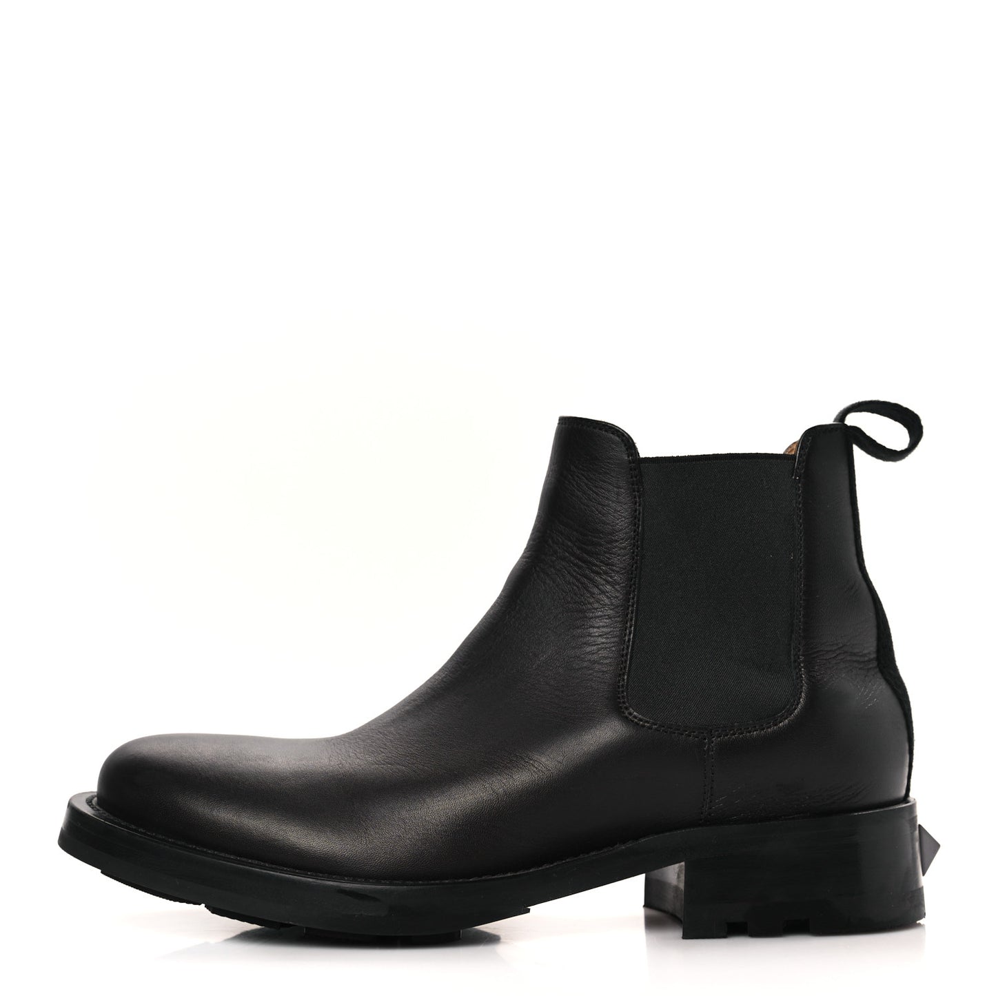 Calfskin Mens Roman Stud Chelsea Ankle Boots 39.5 Black