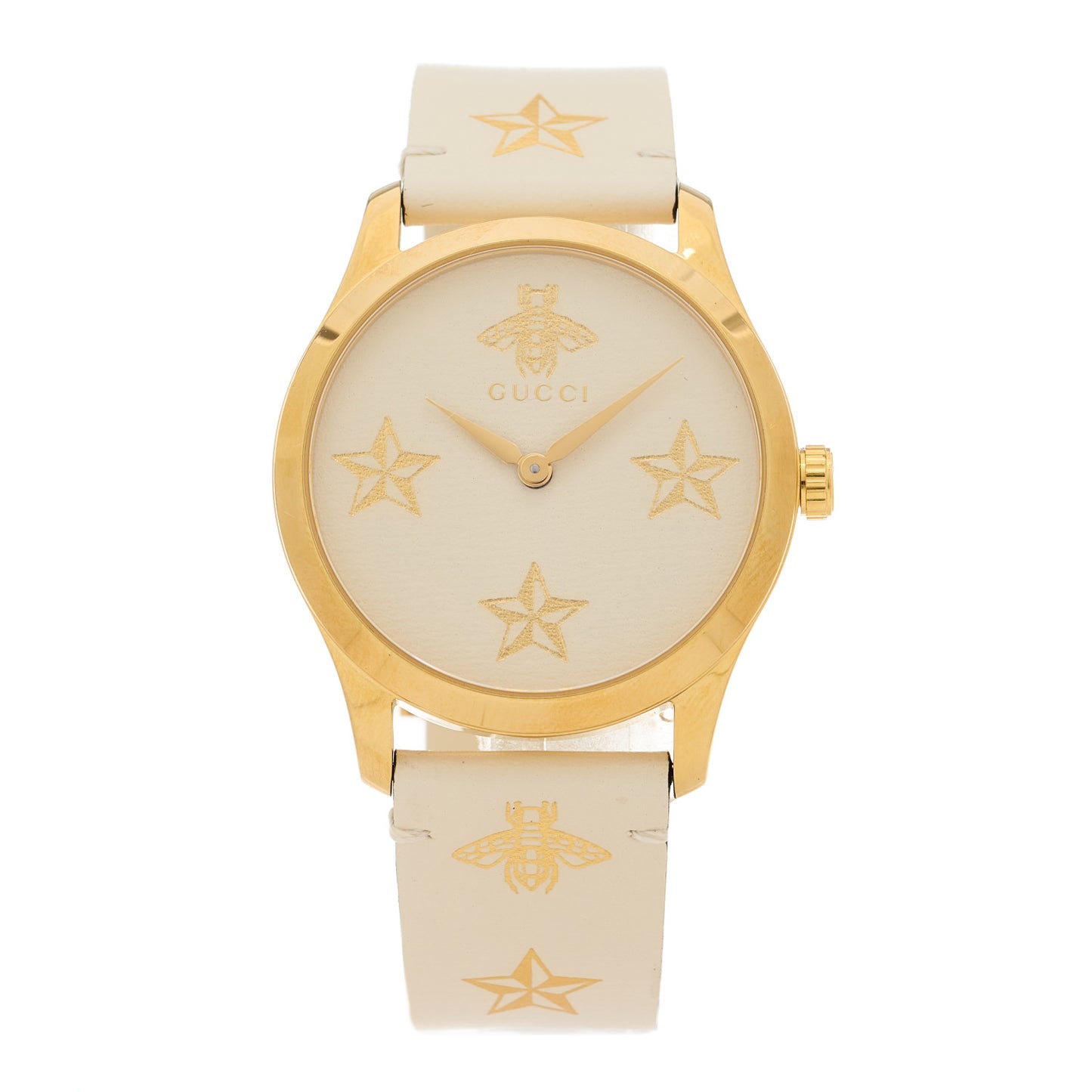 Stainless Steel Calfskin 38mm G-Timeless Bee Star Quartz Watch White