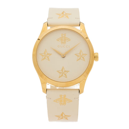 Gucci Stainless Steel Calfskin 38mm G-Timeless Bee Star Quartz Watch White 1 of 4