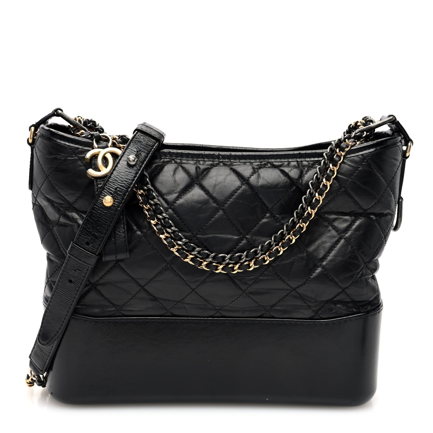 Chanel Aged Calfskin Quilted Medium Gabrielle Hobo Black 1 of 10