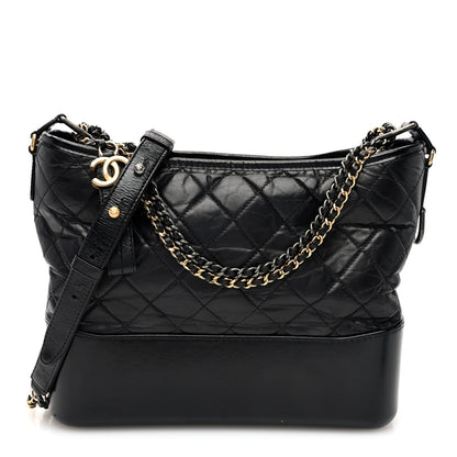 Chanel Aged Calfskin Quilted Medium Gabrielle Hobo Black 1 of 10