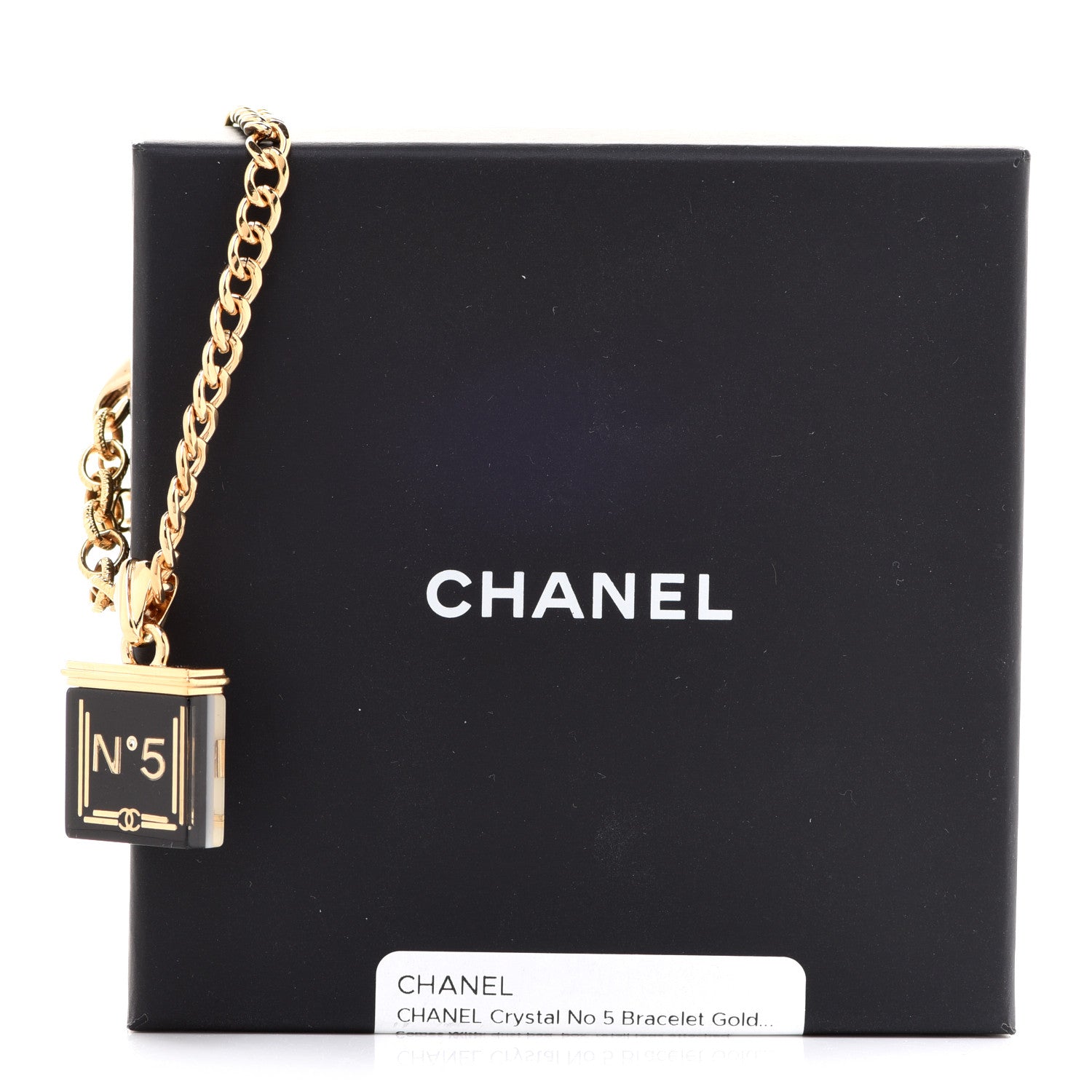 Chanel Metal Resin Crystal No 5 Bracelet Gold Black White 6 of 6
