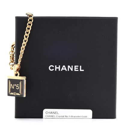 Chanel Metal Resin Crystal No 5 Bracelet Gold Black White 6 of 6