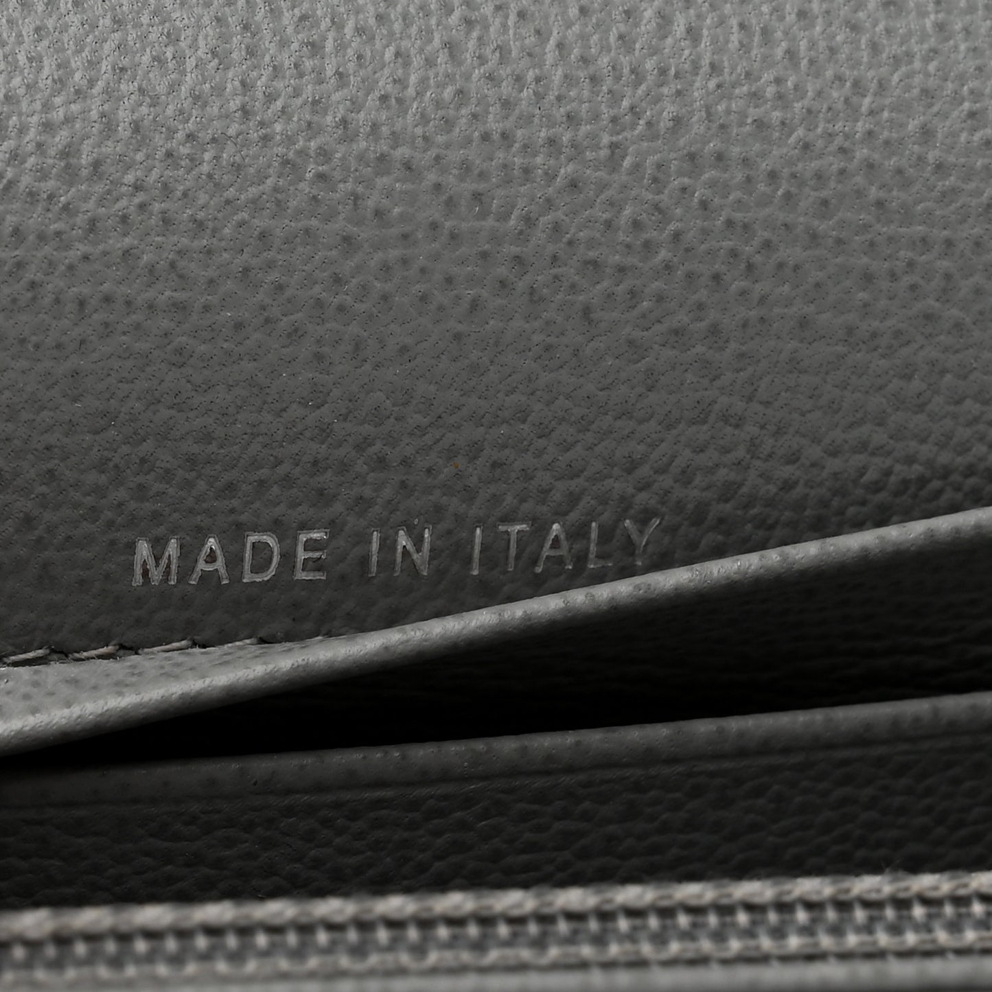 Grained Calfskin Quilted CC Box Flap Wallet Grey