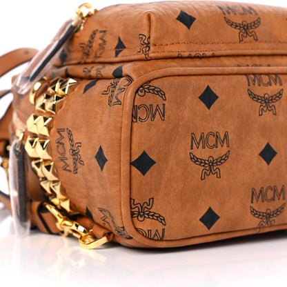 MCM Visetos Side Stud X-Mini Stark Bebe Boo Backpack Cognac 6 of 7