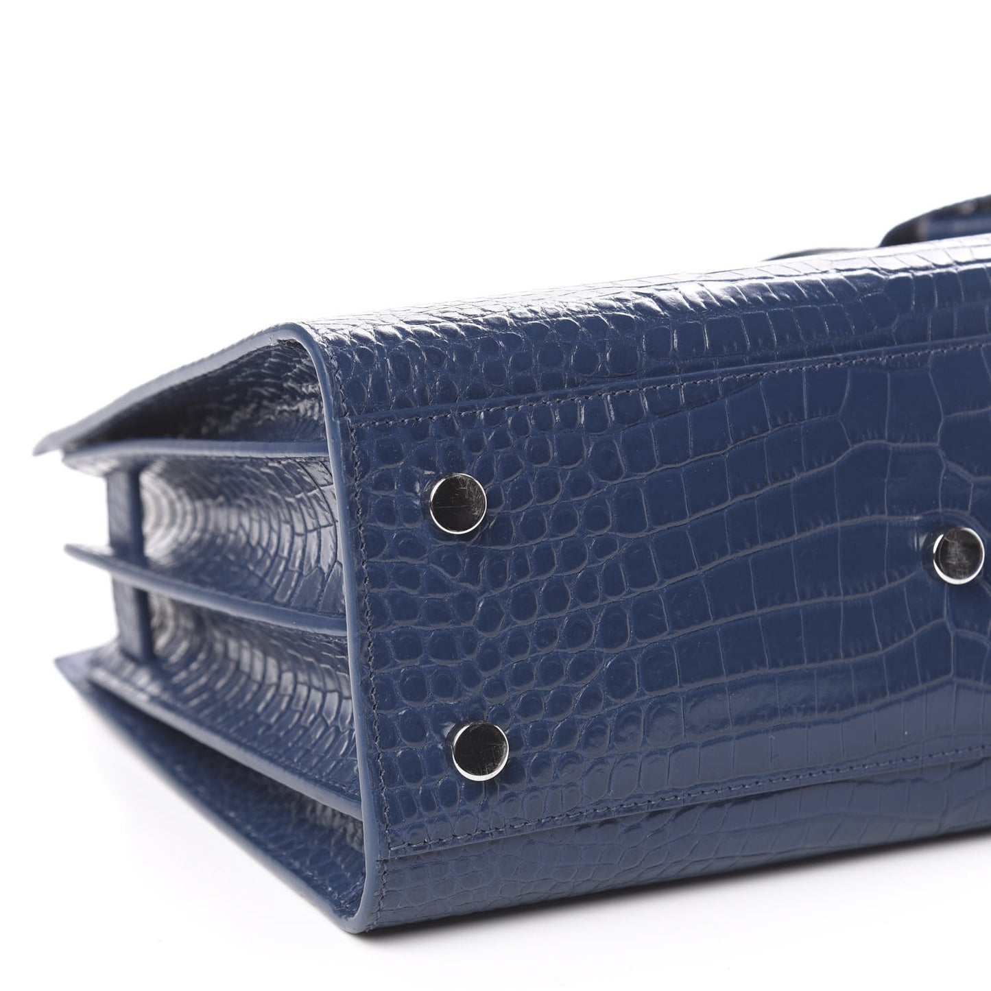 Calfskin Crocodile Embossed Baby Sac De Jour Denim