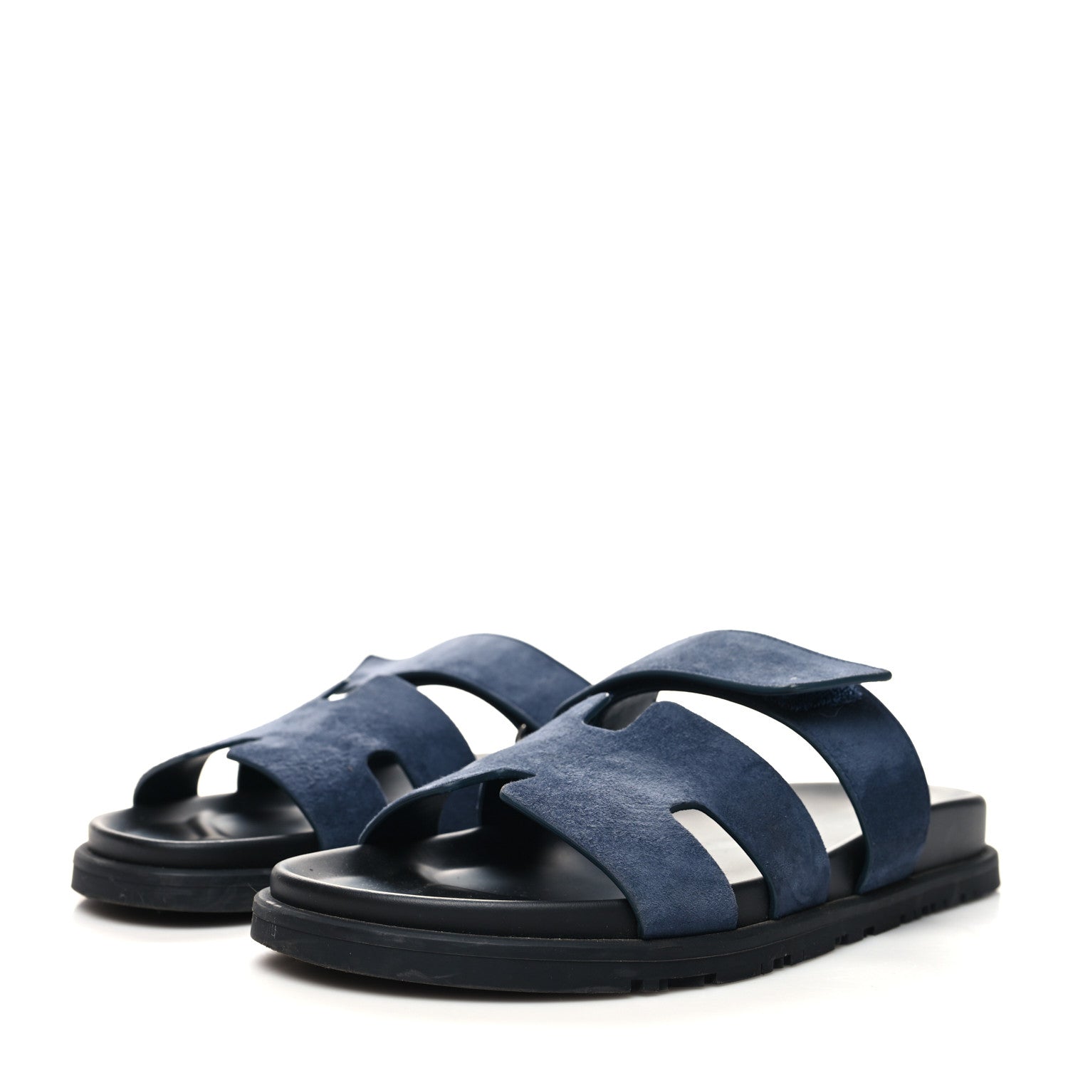 Hermes Suede Goatskin Womens Chypre Sandals 40 Bleu Celeste 3 of 9