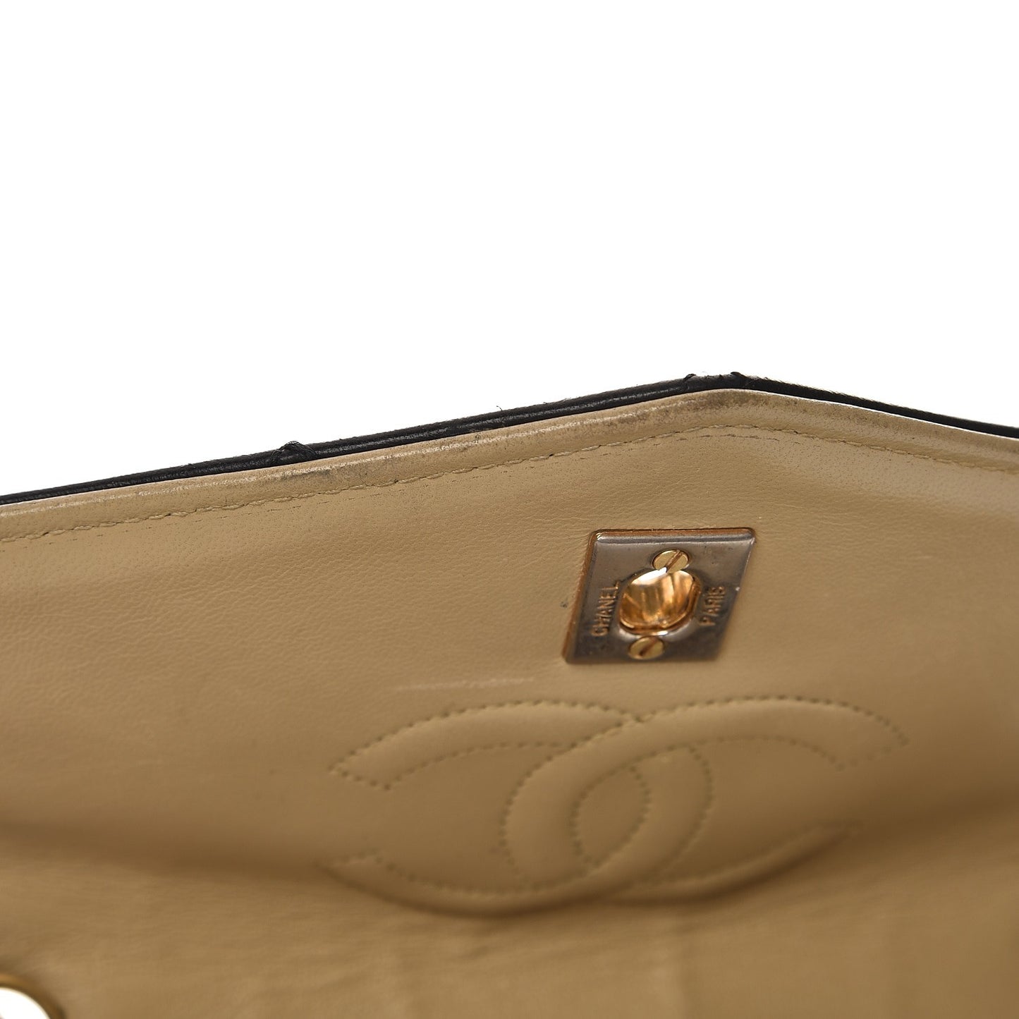 Lambskin Quilted Bi-Color Flap Beige Black