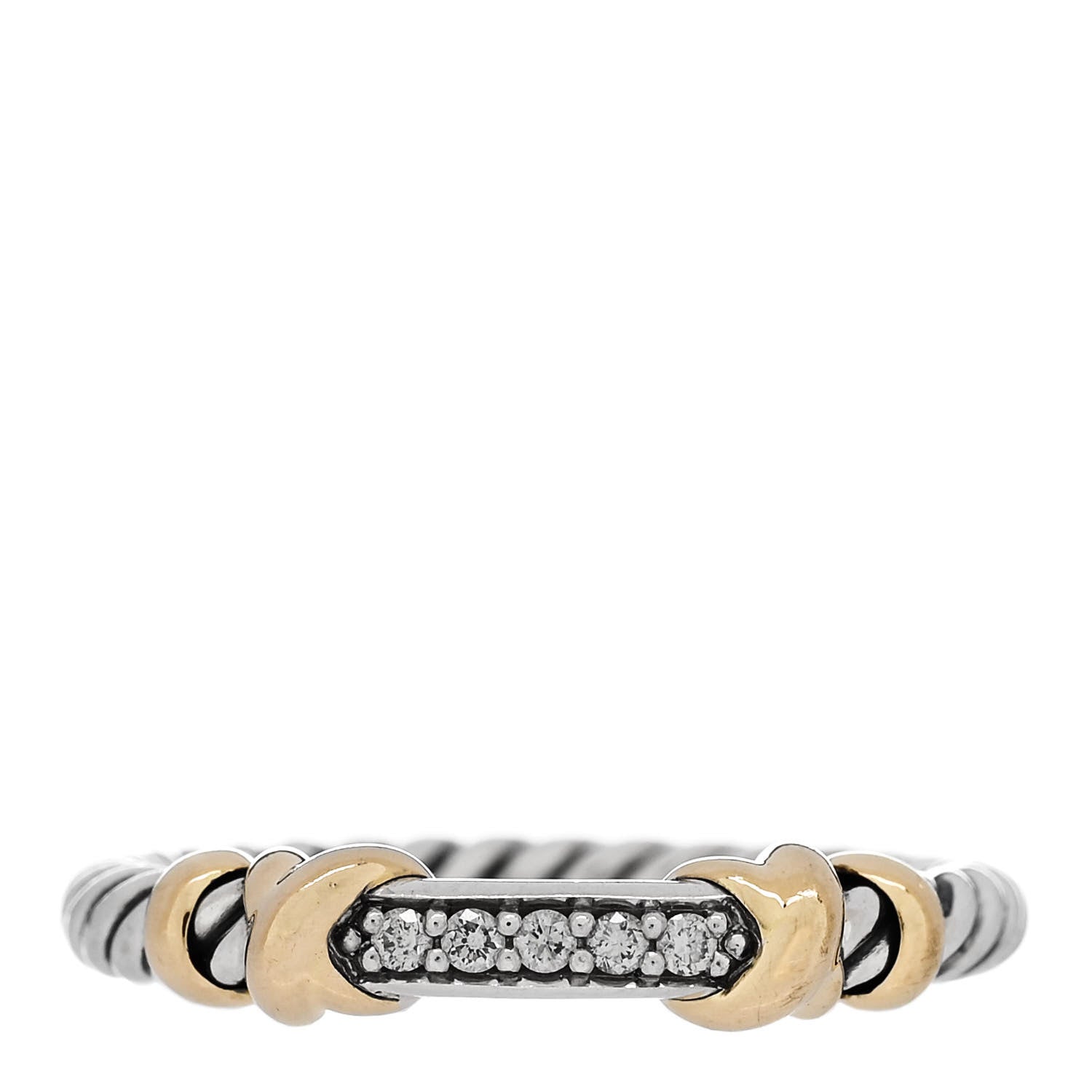 David Yurman Sterling Silver 18K Yellow Gold Diamond Petite Helena Wrap Ring 54 7 1 of 4