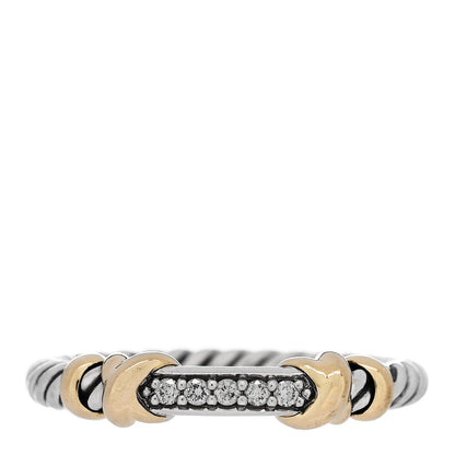 David Yurman Sterling Silver 18K Yellow Gold Diamond Petite Helena Wrap Ring 54 7 1 of 4