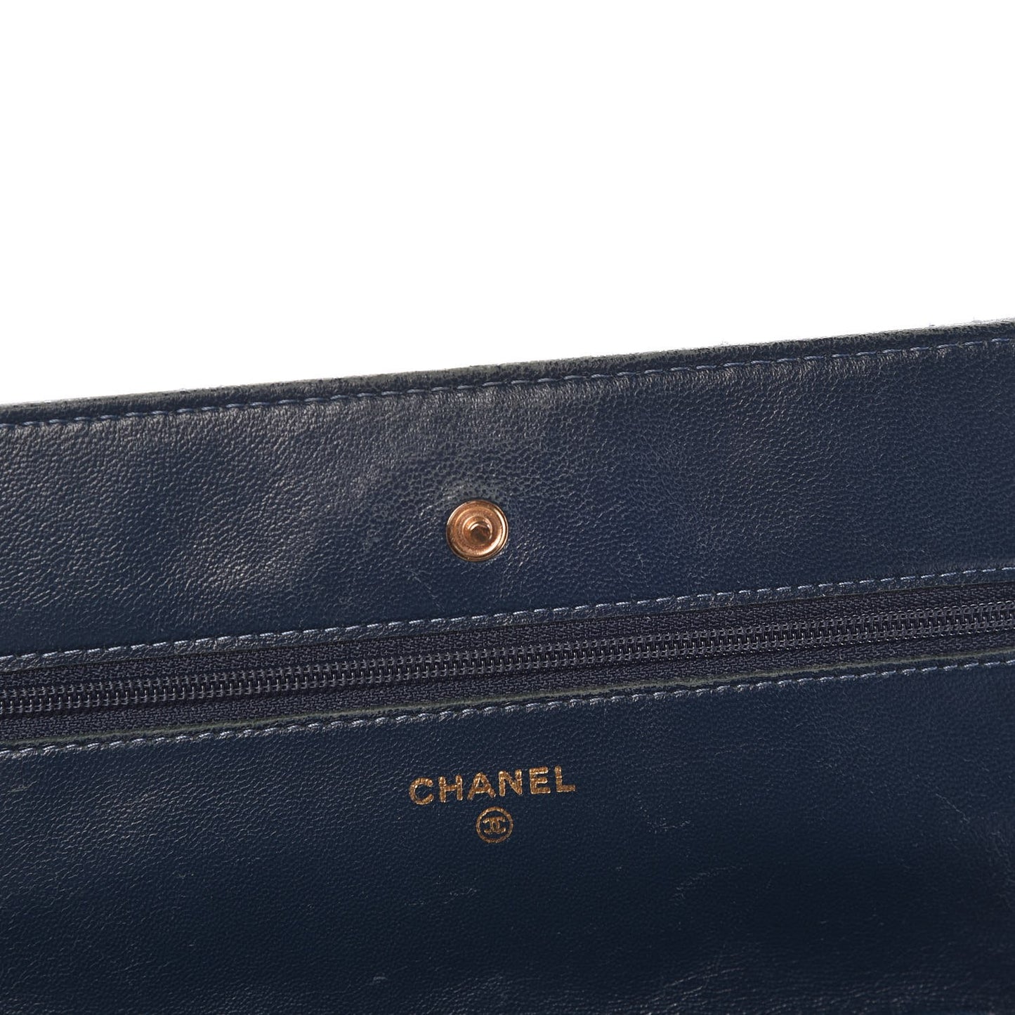 Lambskin Quilted Wallet On Chain WOC Blue