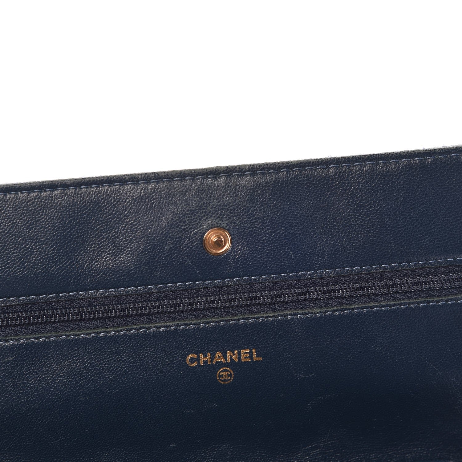 Chanel Lambskin Quilted Wallet On Chain WOC Blue 14 of 15