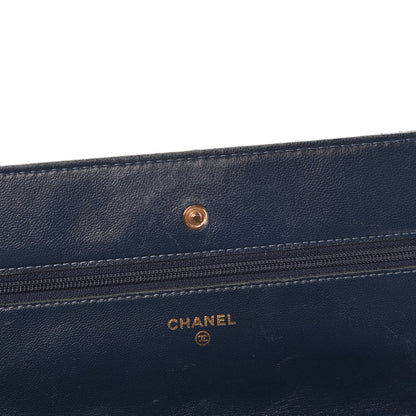 Chanel Lambskin Quilted Wallet On Chain WOC Blue 14 of 15