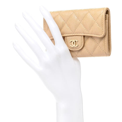 Chanel Iridescent Caviar Quilted Flap Card Holder Wallet Beige 2 of 9
