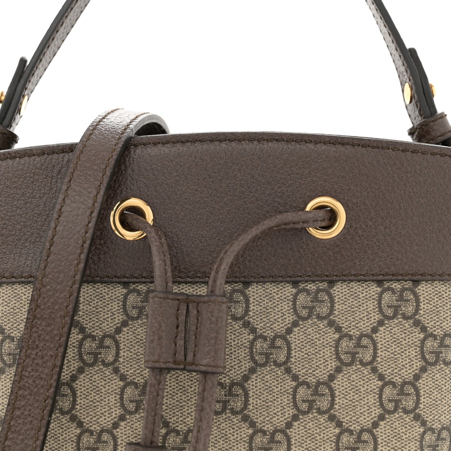 GG Supreme Monogram Web Small Ophidia Bucket Bag Brown