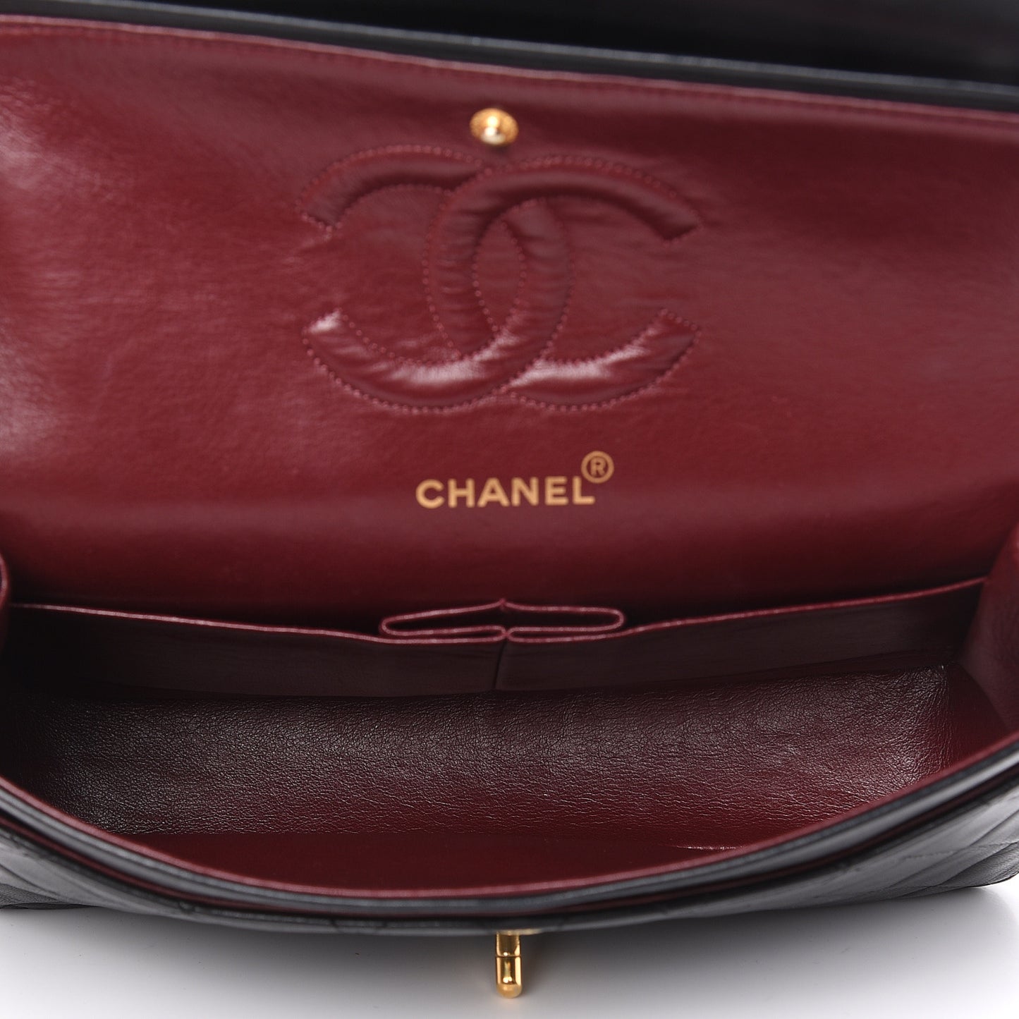 Lambskin Quilted Medium Double Flap Black