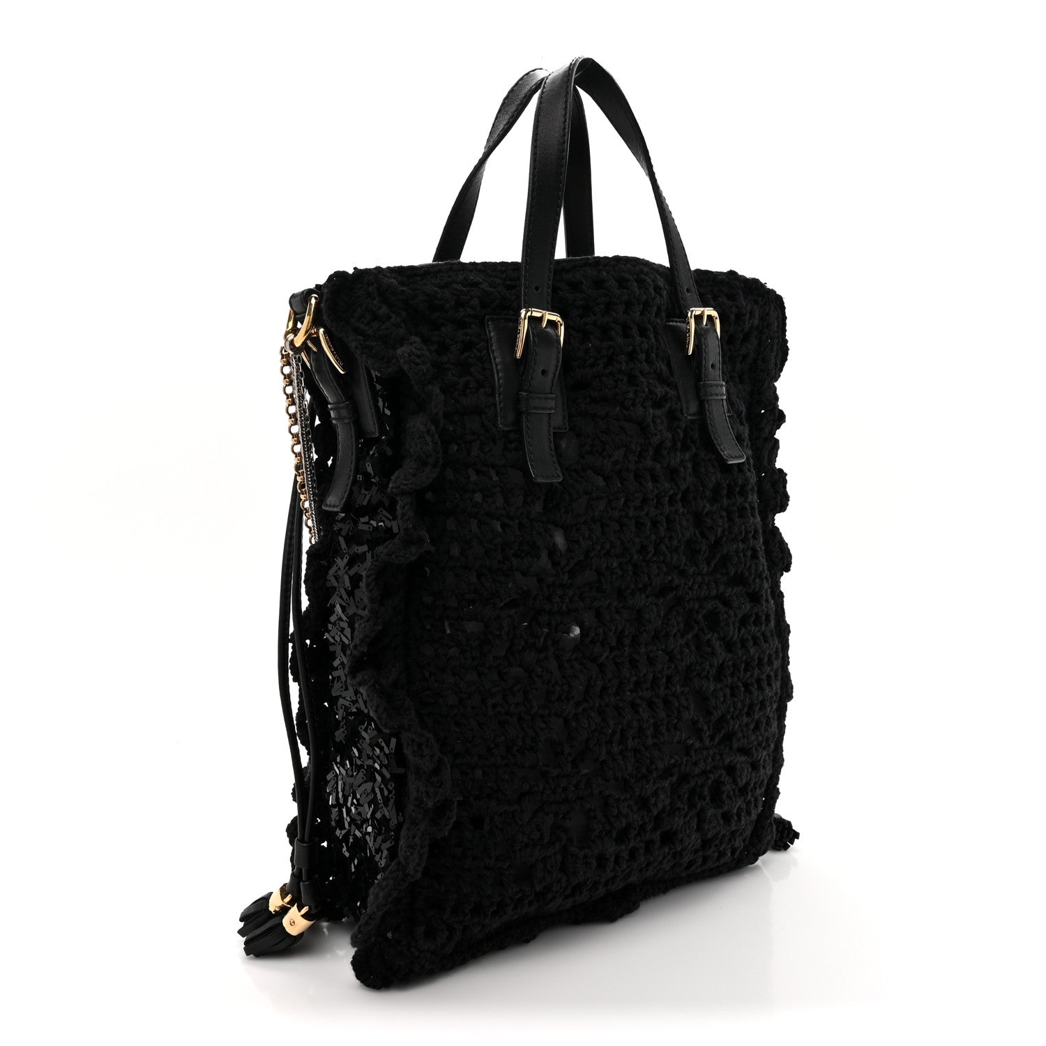 Dolce & Gabbana Knitted Sequins Lambskin Miss Helene Chain Tote Black 3 of 9