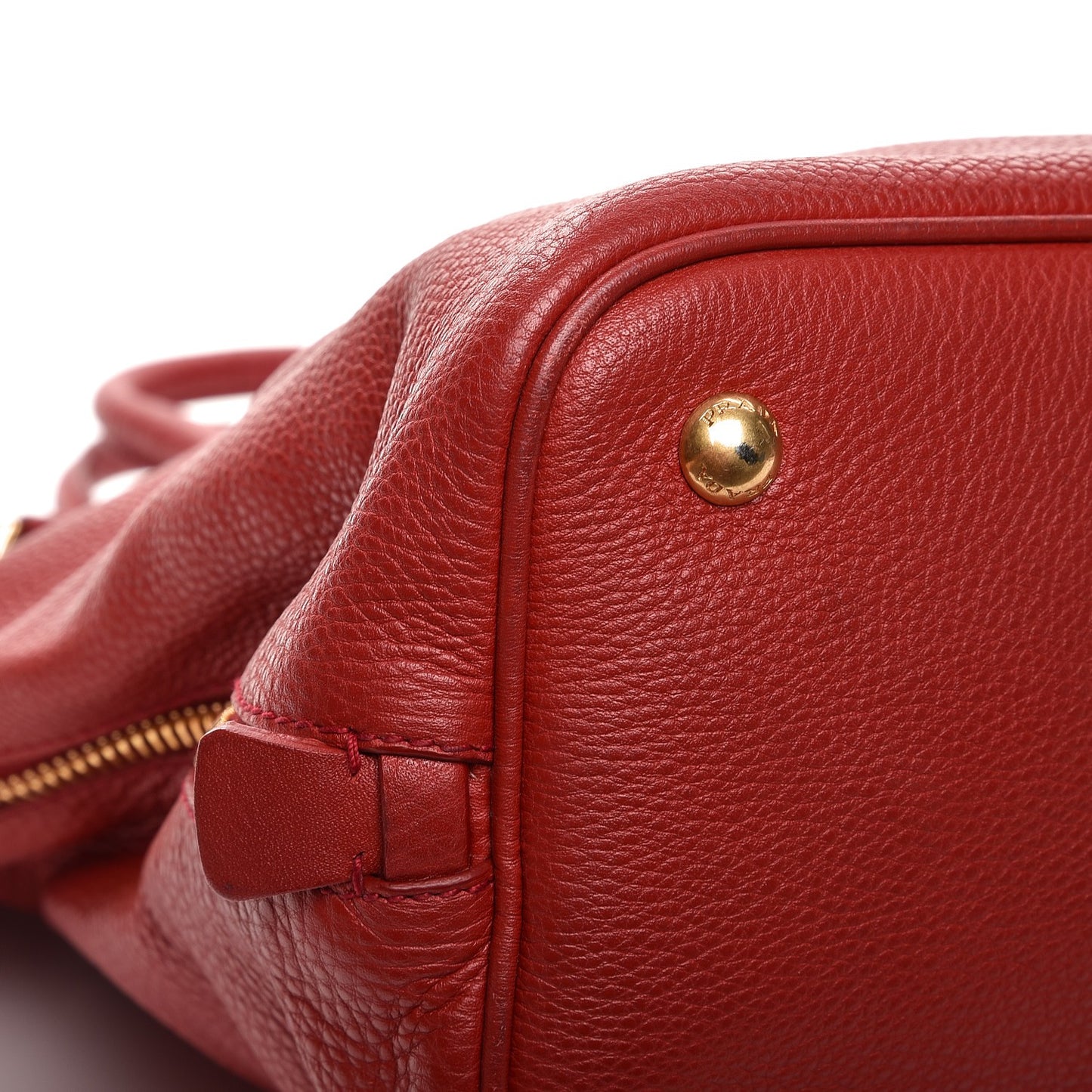 Vitello Daino Side Zip Tote Rosso