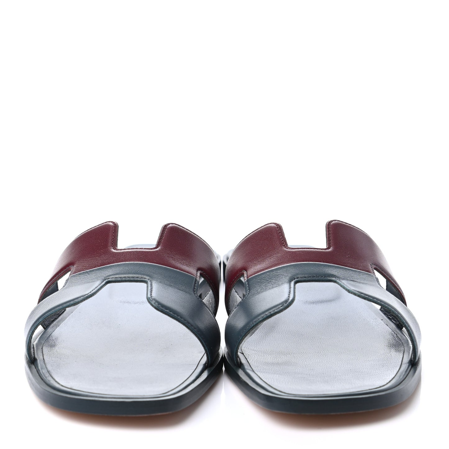Box Calfskin Oran Sandals 39.5 Bleu Ardoise Bordeaux