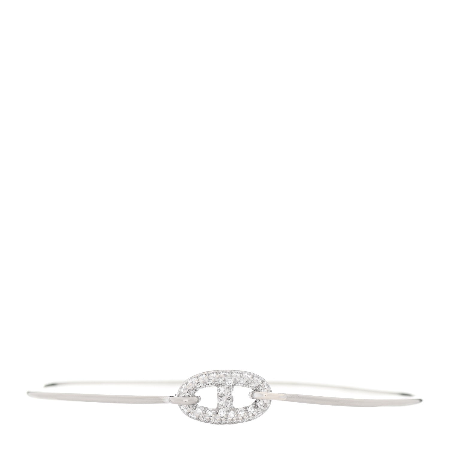 Hermes 18K White Gold Diamond PM Ronde Chaine d'Ancre Bracelet LG 1 of 6