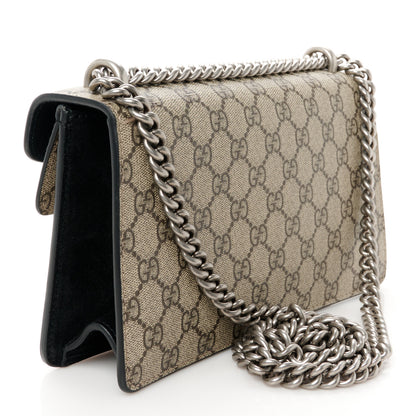 Gucci GG Supreme Monogram Suede Crystal Small Dionysus Shoulder Bag Beige Ebony Black 3 of 10