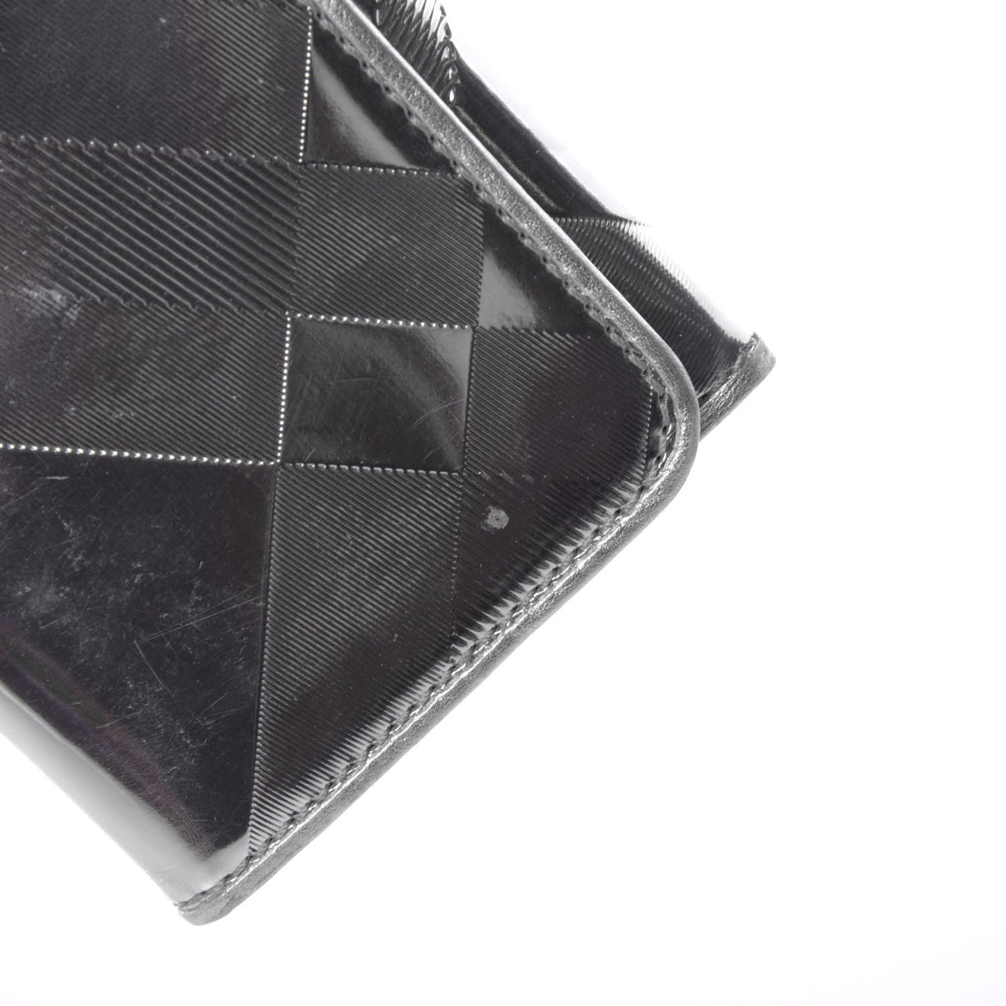Metallic Calfskin Check Embossed Continental Wallet Silver