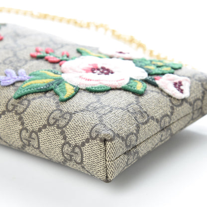 Gucci GG Supreme Monogram Embroidered Flower Chain Wrist Wallet 9 of 10