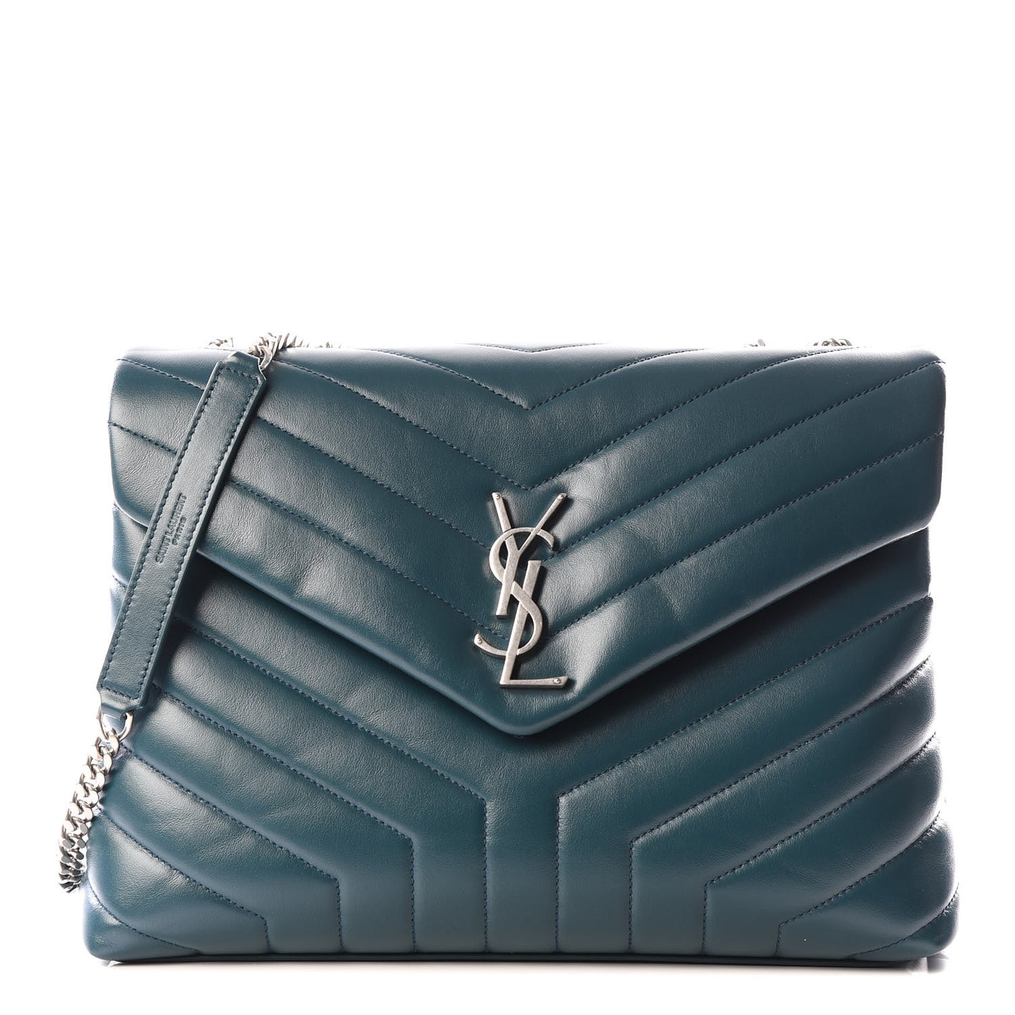 Calfskin Y Quilted Monogram Medium Loulou Chain Satchel Dark Turquoise