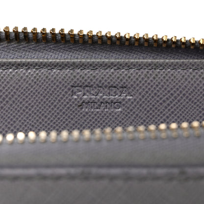 Prada Saffiano Metal Zip Around Wallet Grey 6 of 13