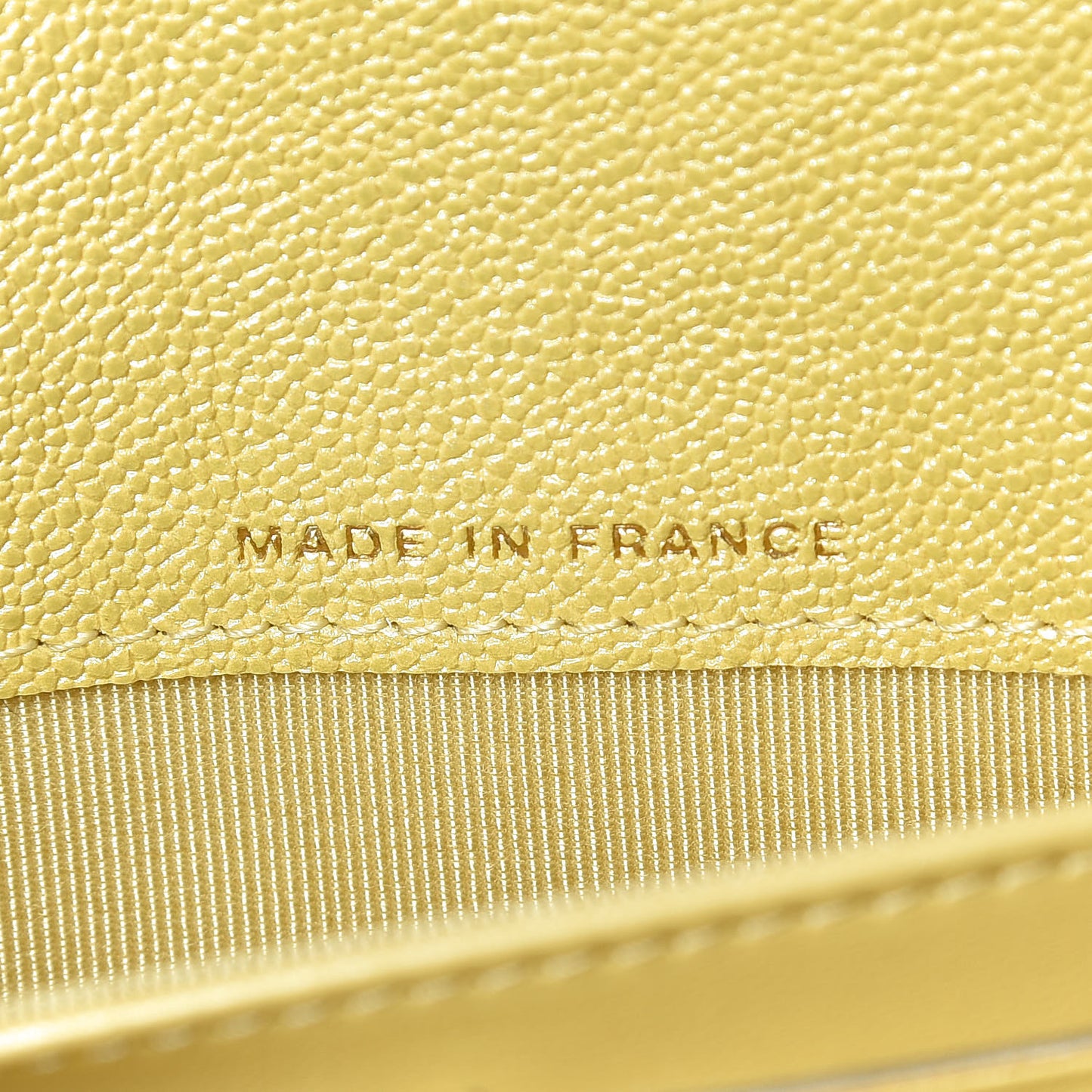 Iridescent Caviar Quilted Long Gusset Flap Wallet Yellow