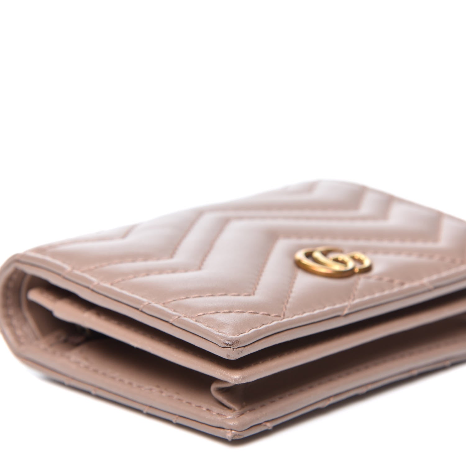 Gucci Calfskin Matelasse GG Marmont Card Case Wallet Porcelain Rose 6 of 10