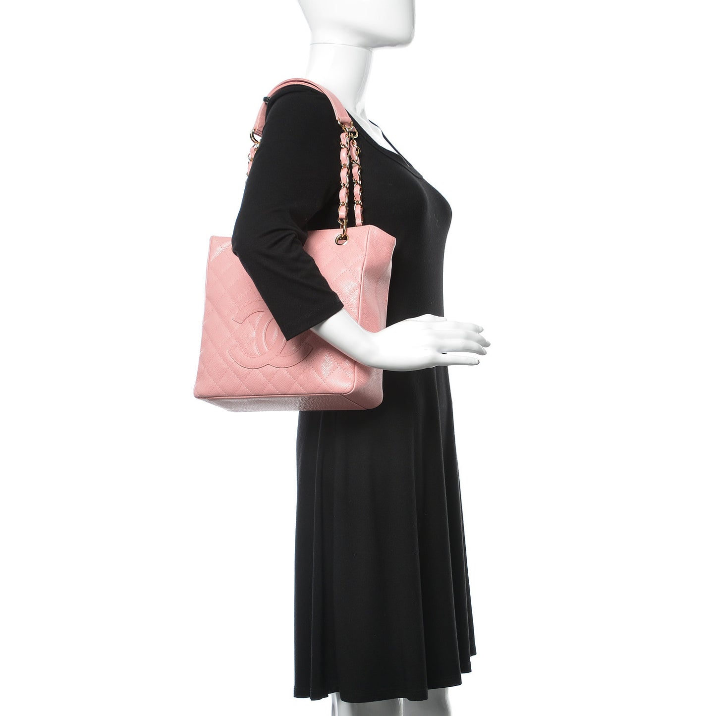 Caviar Quilted Petit Shopping Tote PST Pink