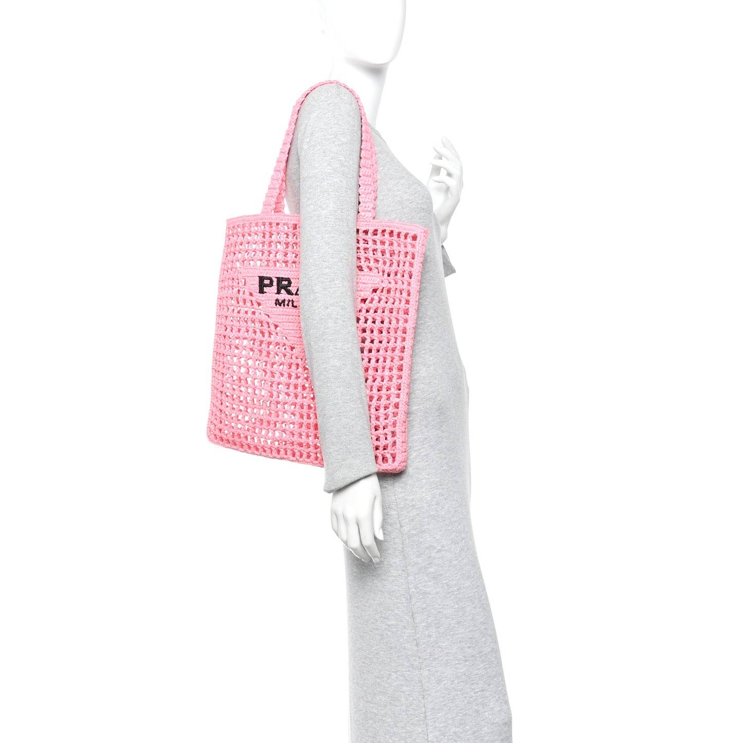 Yarn Raffia Effect Crochet Logo Embroidered Tote Bag Petalo