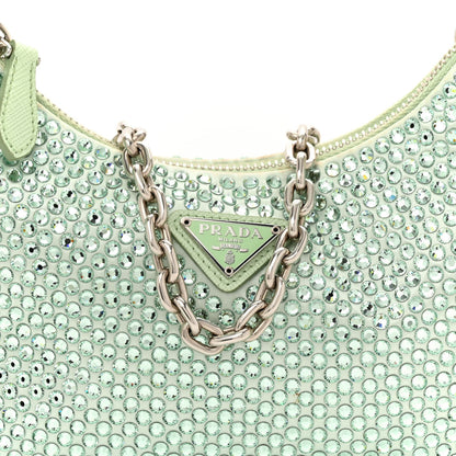 Prada Satin Crystal Re-Edition 2005 Shoulder Bag Acqua 7 of 14