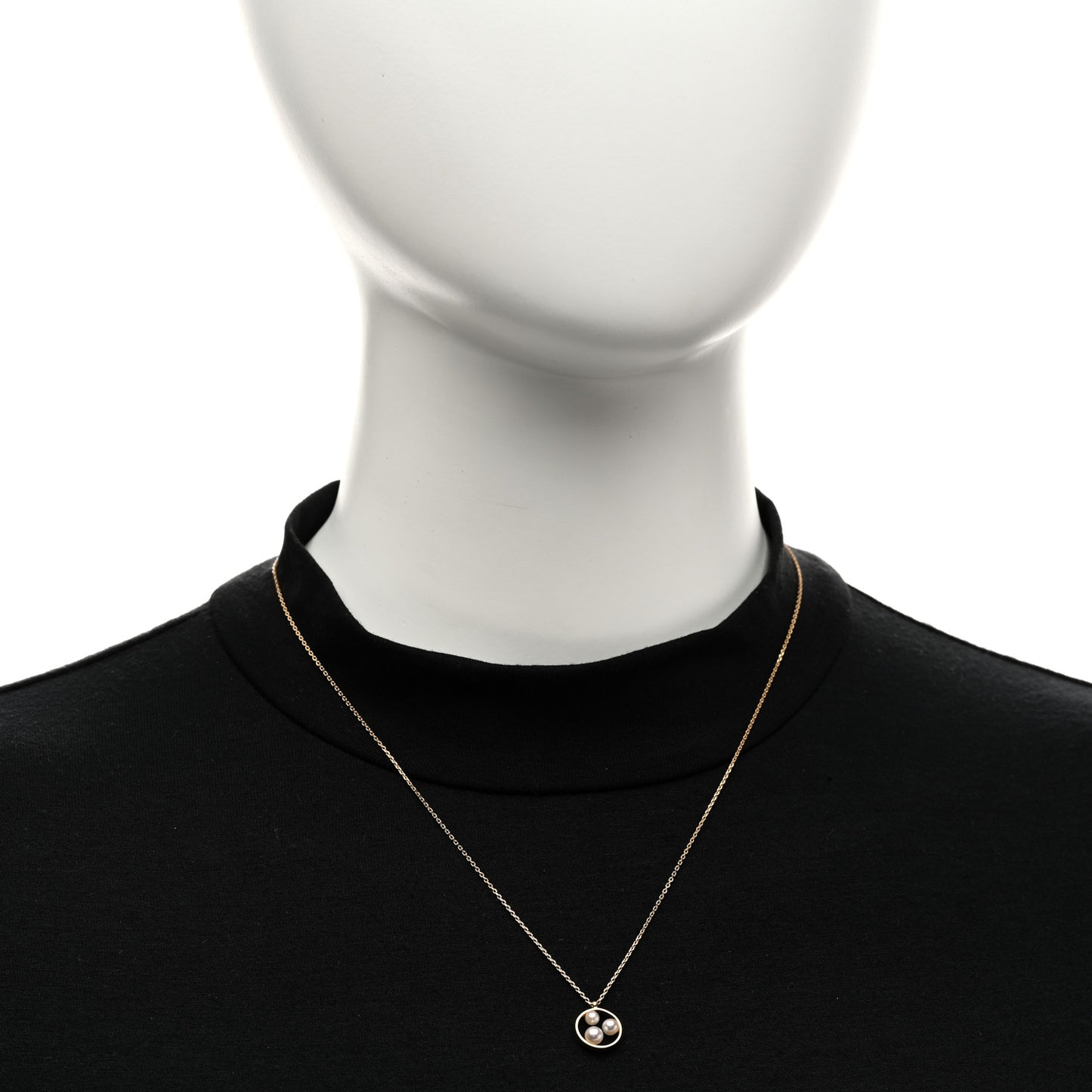 18K Yellow Gold Akoya Cultured Pearl Open Circle Triple Pendant Necklace